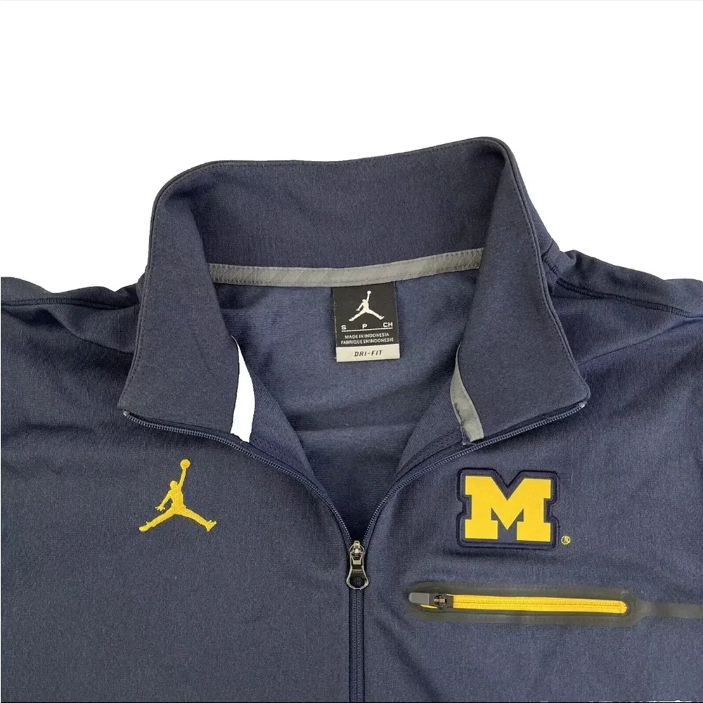 Mens Nike Air Jordan 1/4 Zip Pullover Shirt Michigan Wolverines Sz S Blue Yellow